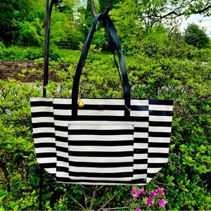 Black and white striped tote/ shoulder bag